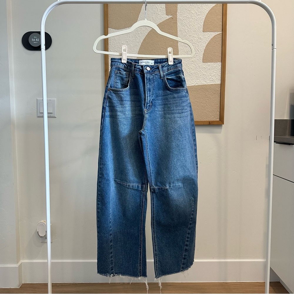 High-Rise Wide Leg Blue Denim Jeans